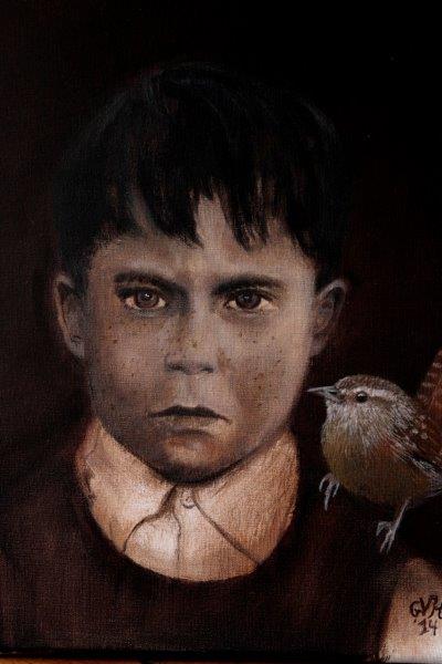 Boy with wren 30 x 40 cm(Sold)